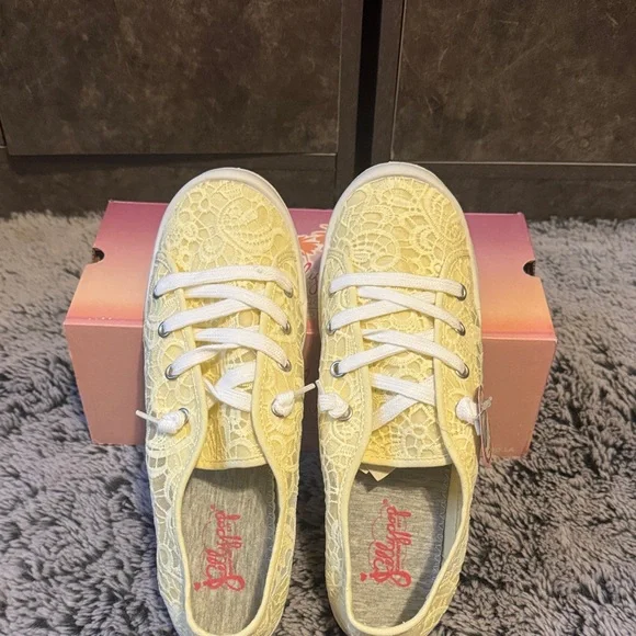 Jellypop Yellow Lace-Up Women's Sneakers - Picture 1 of 8